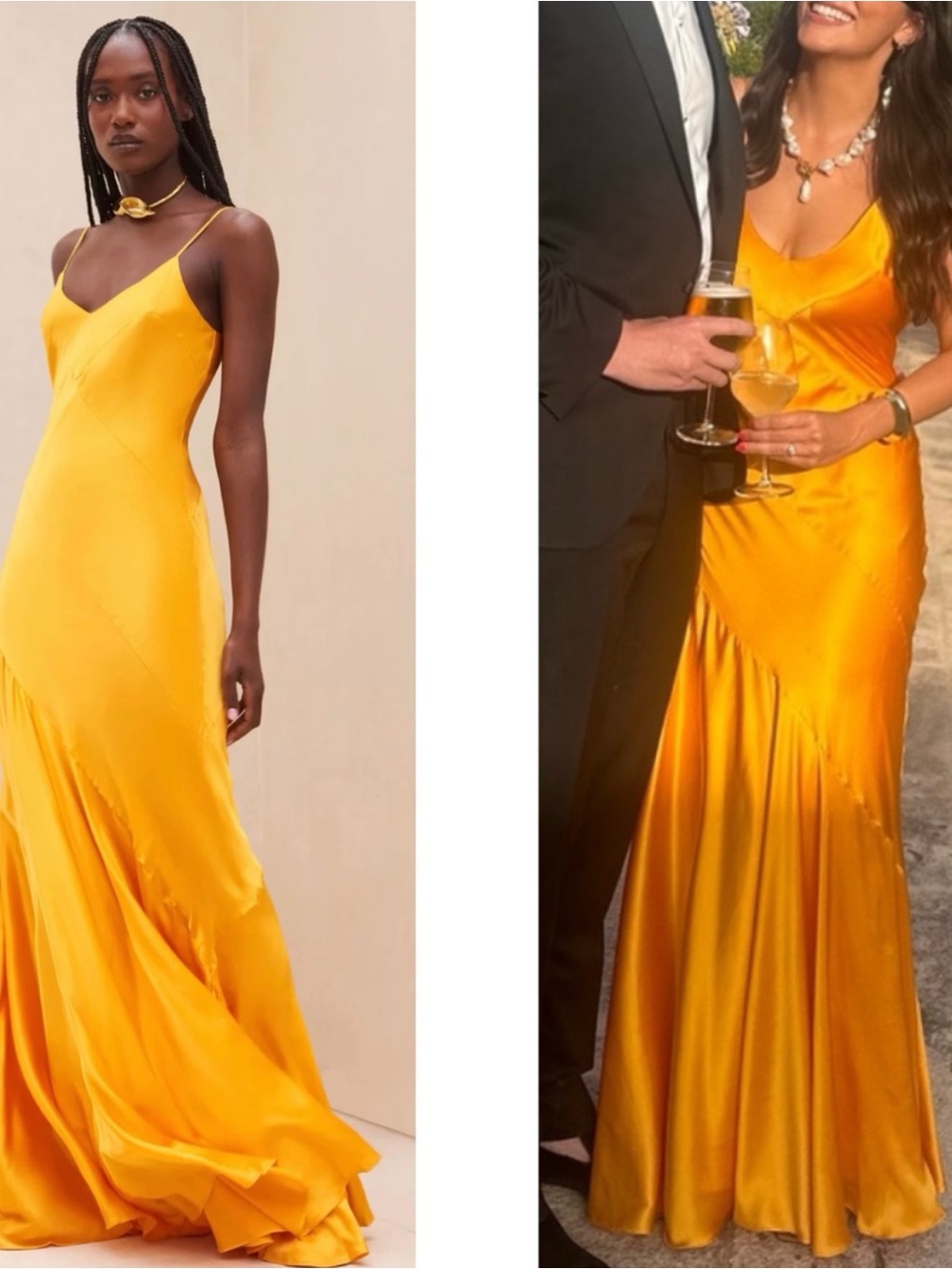 CULT GAIA Crissy Marigold Satin Maxi Dress Size M